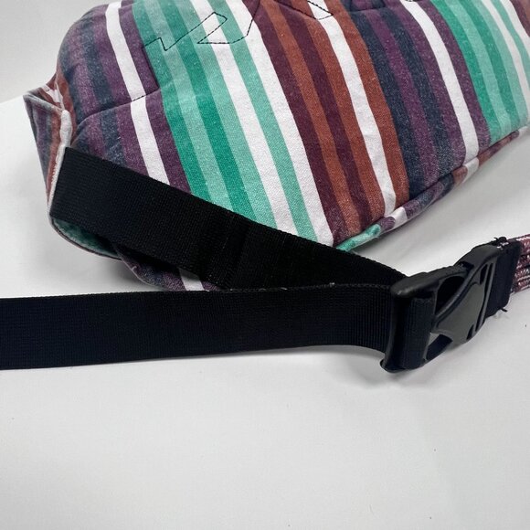 Kavu Brown Green Stripes Canvas Rope Sling Bag Backpack Large Hiking Outdoor - Picture 7 of 15